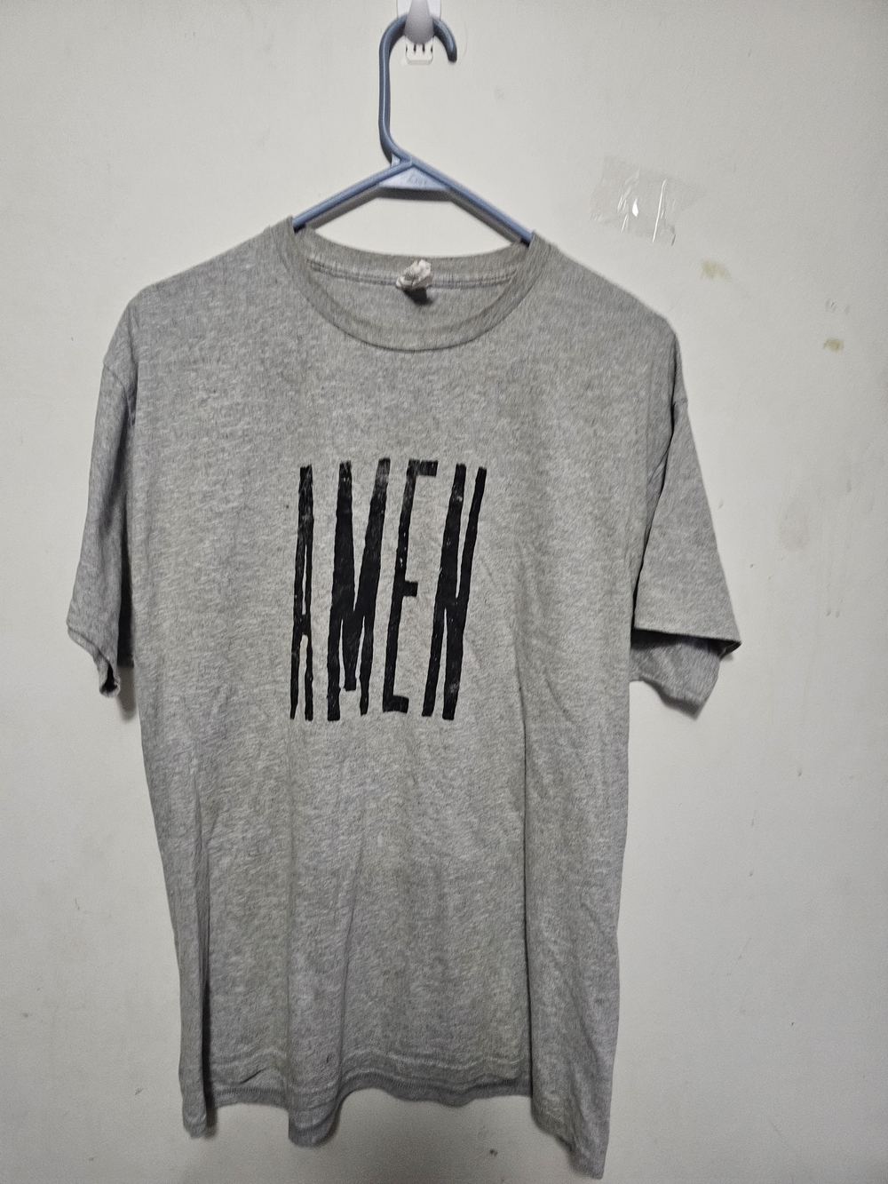 Hanes Gray Short-Sleeve Tee with Black 'AMEN' Graphic